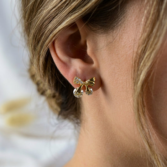 Crystal Bow Stud Earrings
