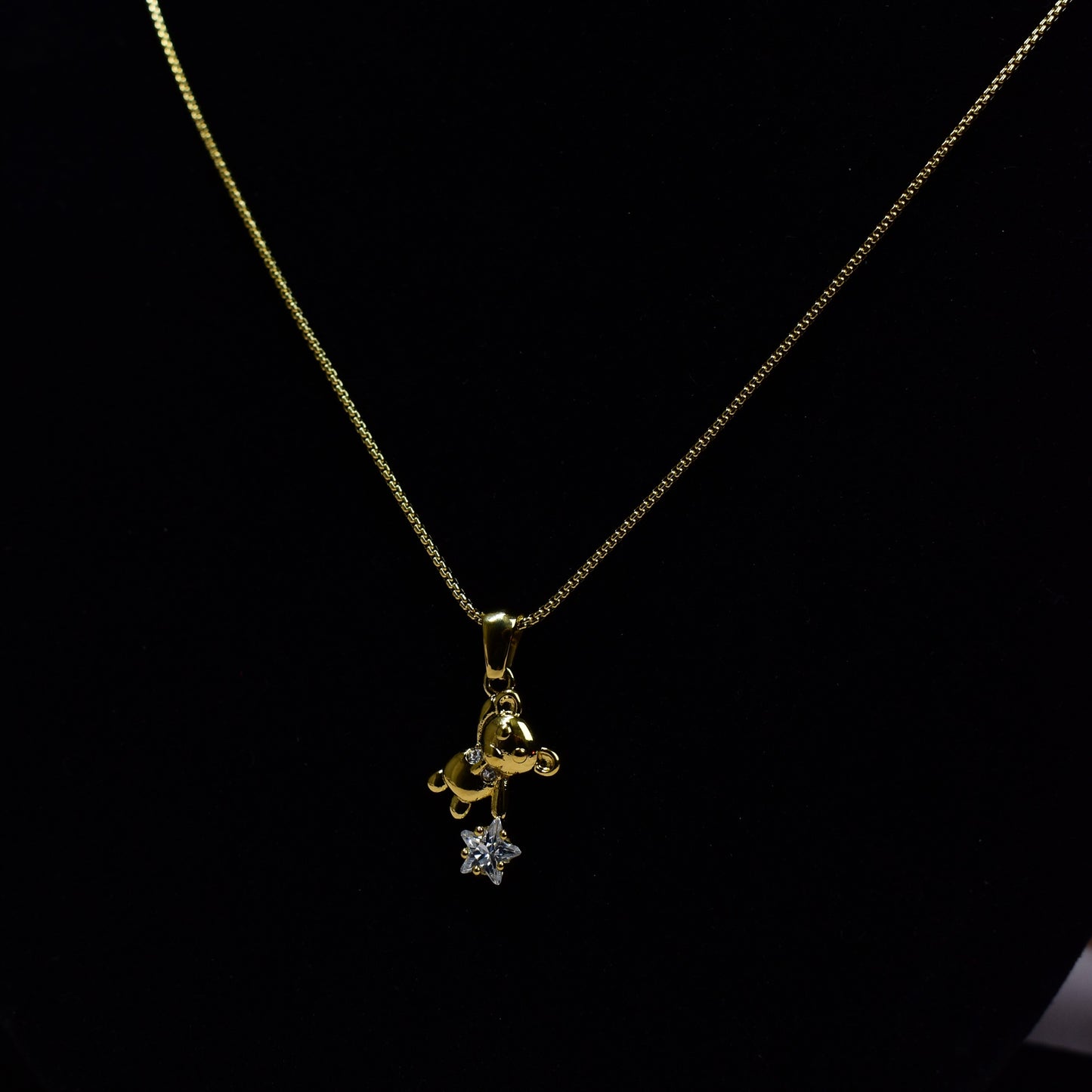 Golden Teddy Charm Necklace