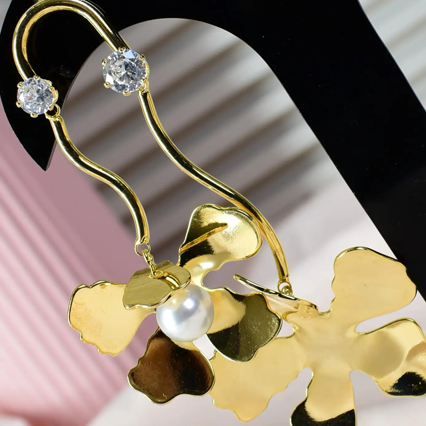 Golden Petal Drop Earrings