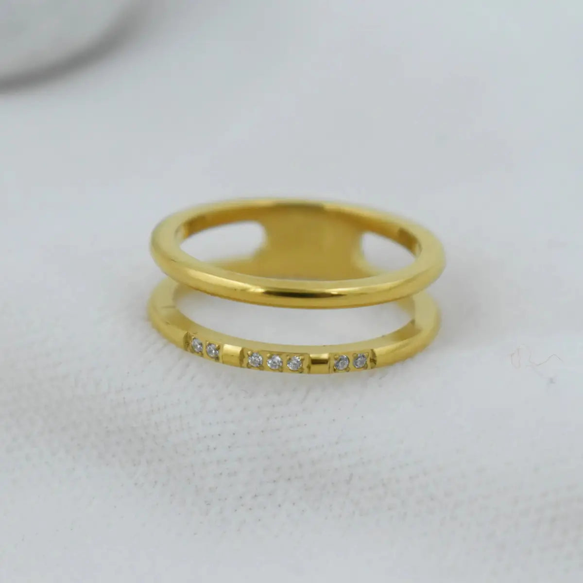 Crystal Double Band Ring