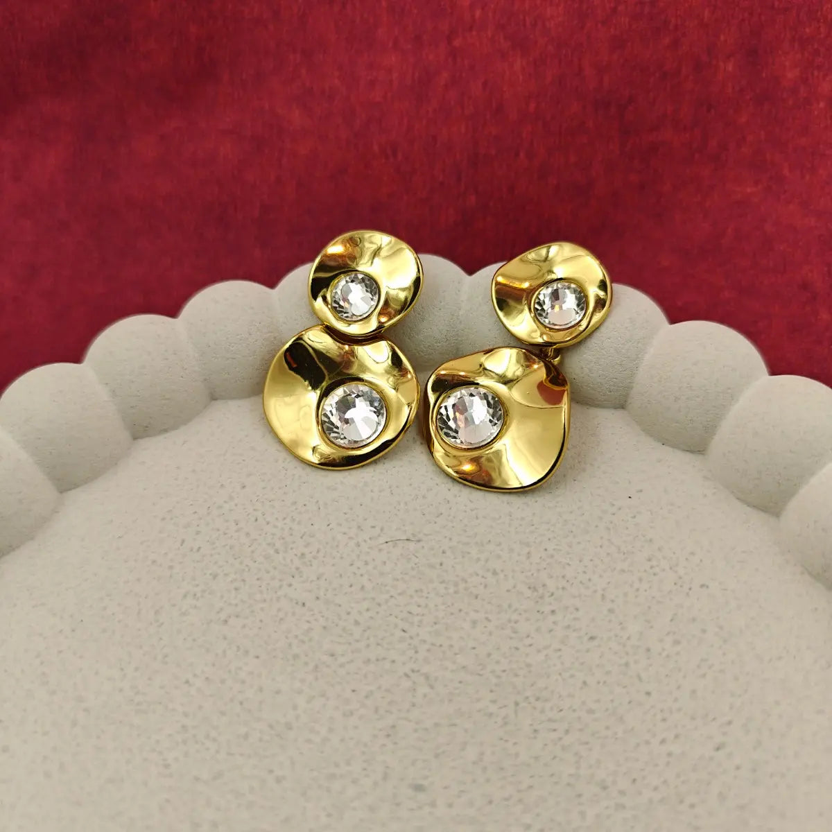 Gold & Crystal Drop Earrings