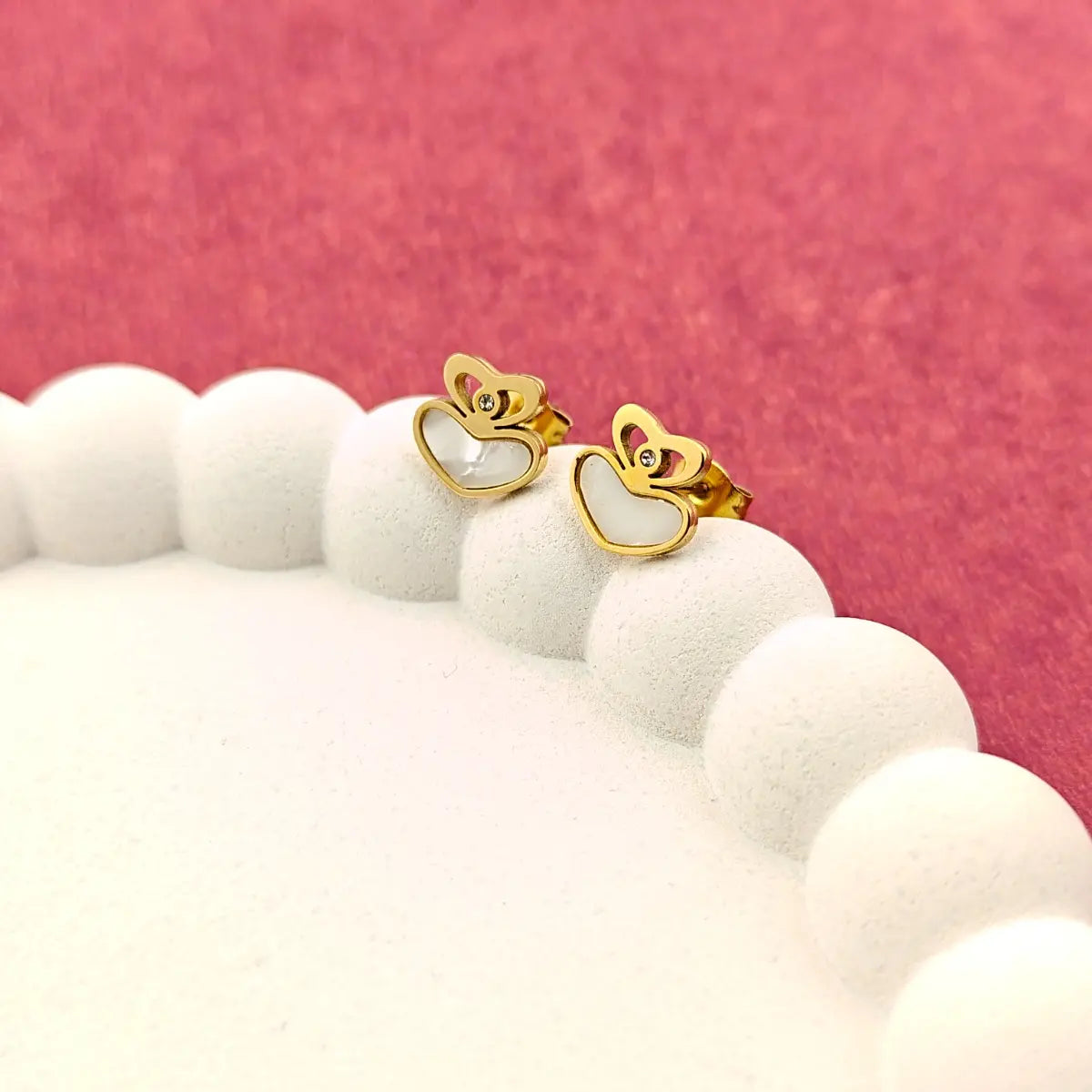 Crowned Heart Stud Earrings