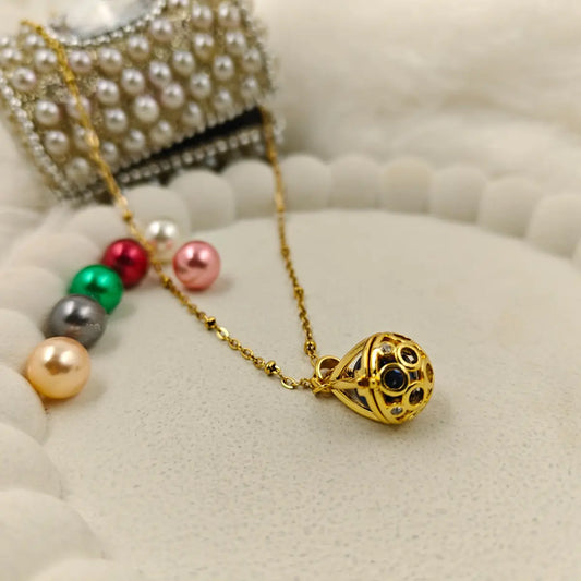 Interchangeable Teardrop Cage Pearl Necklace