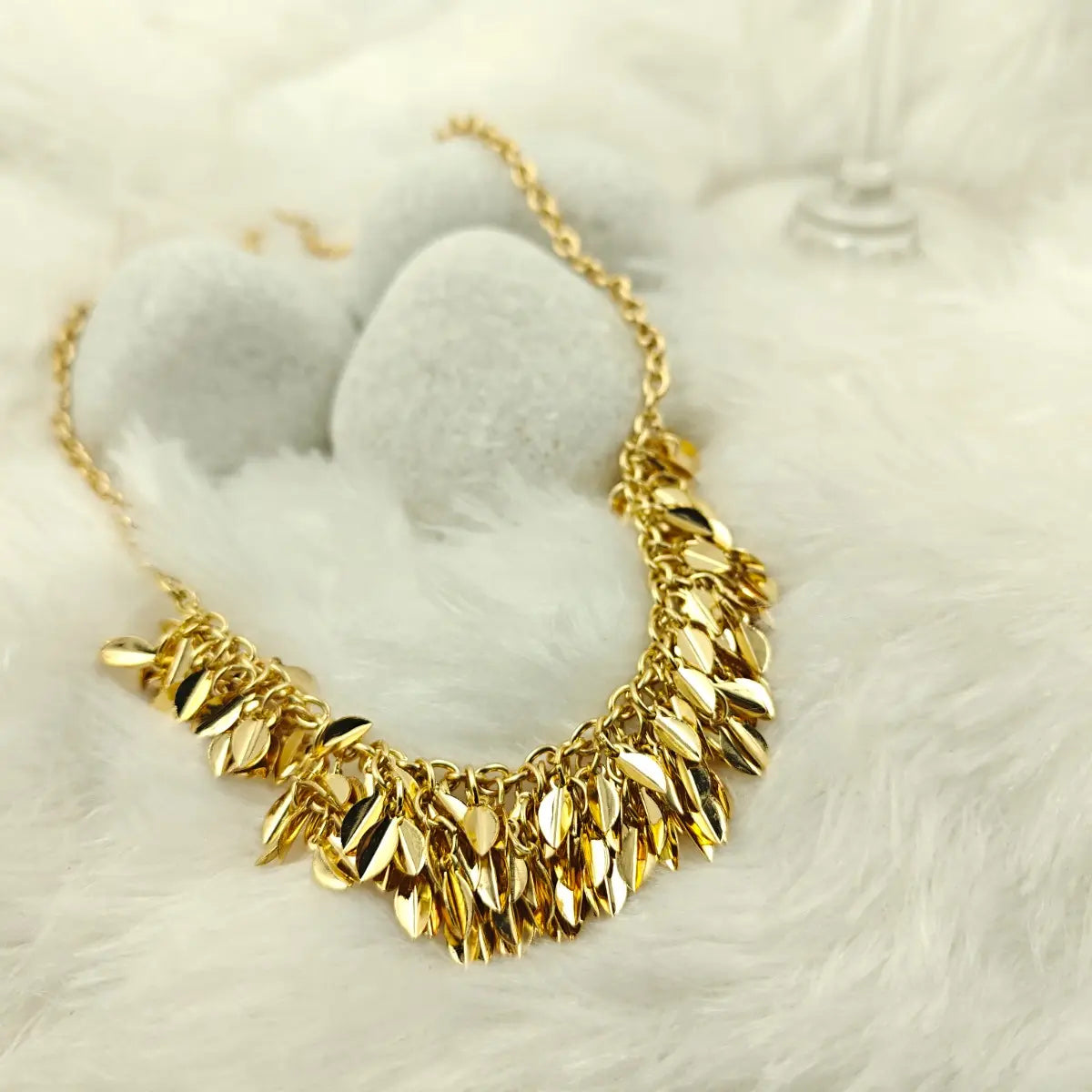 Golden Cascade Tassel Collar Necklace