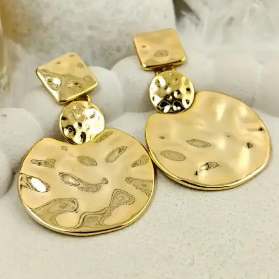 Hammered Geometric Drop Earrings