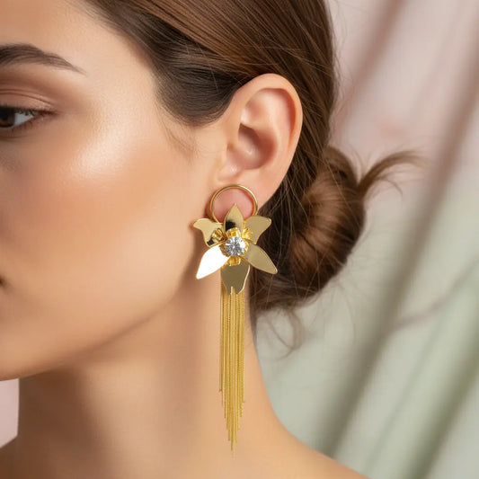 Golden Flutter Tassel Earrings