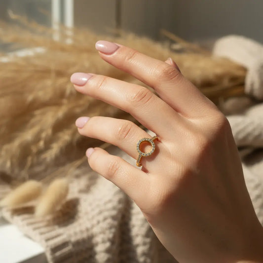 Open Circle Pave Ring