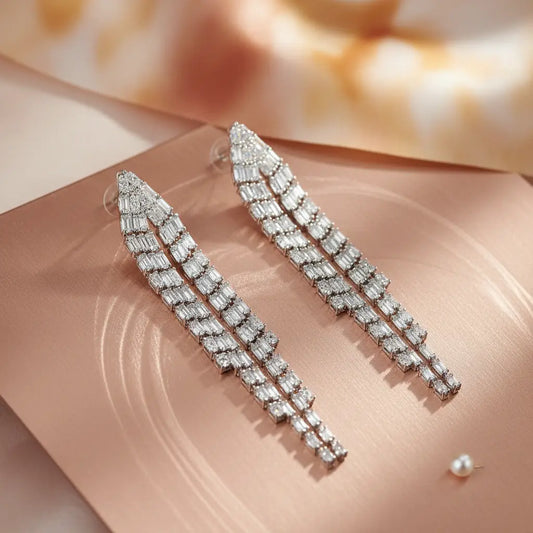 Crystal Cascade Fringe Earrings
