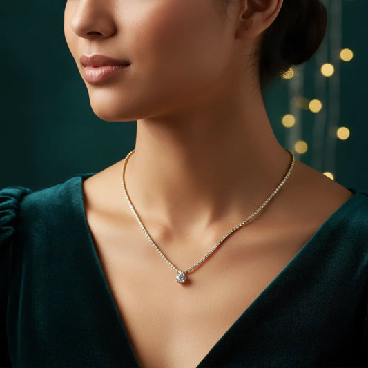 Crystal Line Solitaire Necklace