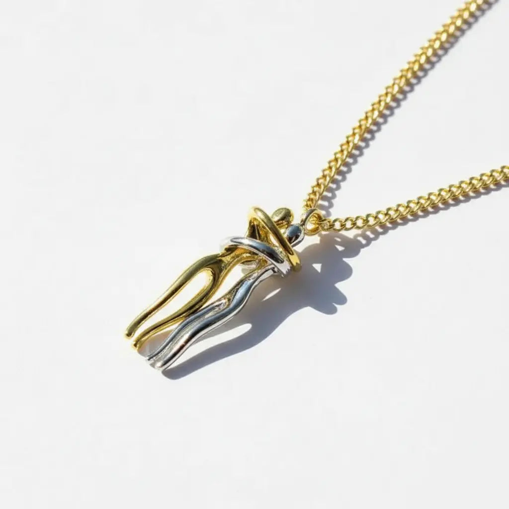Embracing Lovers Pendant Necklace