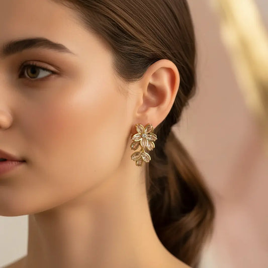 Crystal Floral Stud Earrings