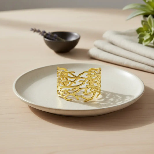 Gold Coral Inspired Statement Cuff