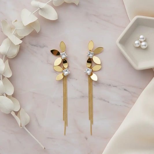 Golden Petal Cascade Earrings
