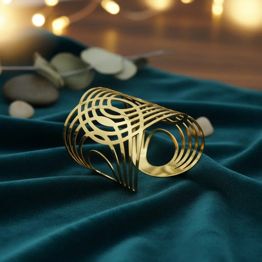 Gold Geometric Lattice Cuff