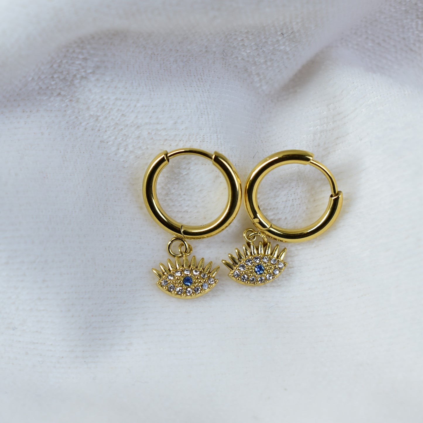 Evil Eye Charm Hoops