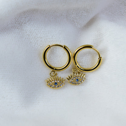 Evil Eye Charm Hoops