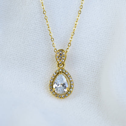 Dewdrop Halo Pendant Necklace