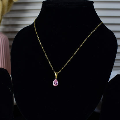 Blush Drop Solitaire Necklace