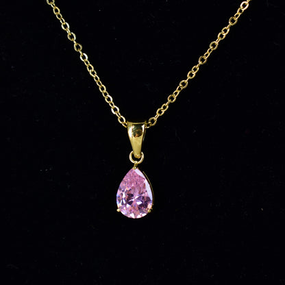 Blush Drop Solitaire Necklace