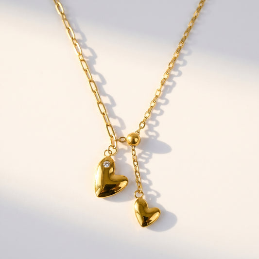 Golden Heart Duo Necklace