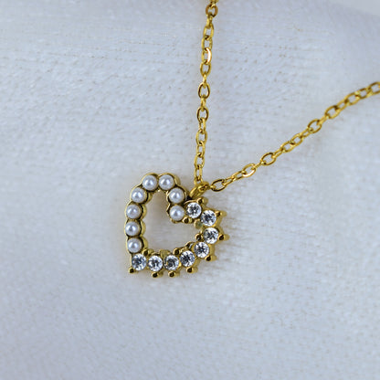 Pearl Spark Heart Necklace