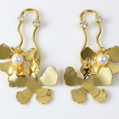Golden Petal Drop Earrings