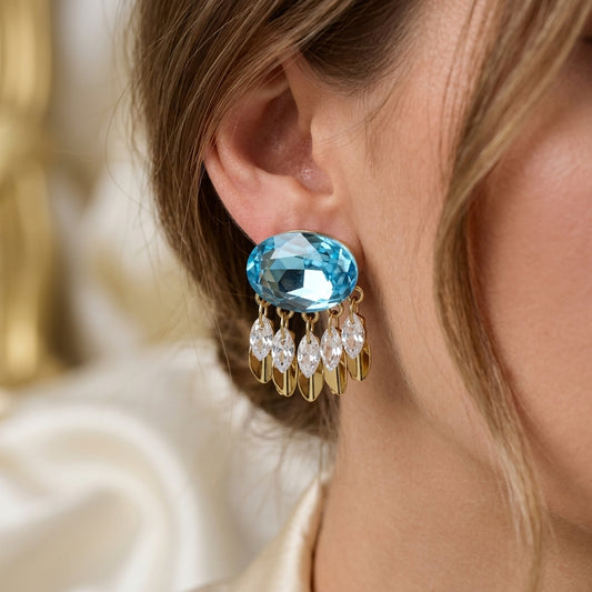 Azure Cascade Statement Earrings