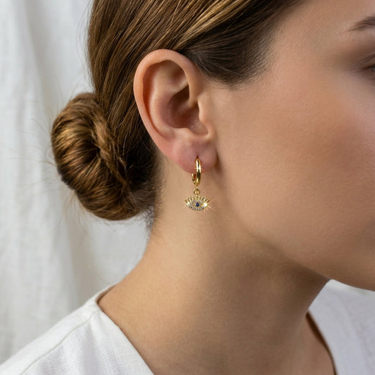 Evil Eye Charm Hoops