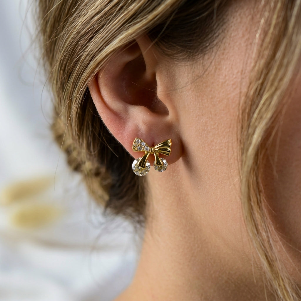 Crystal Bow Stud Earrings