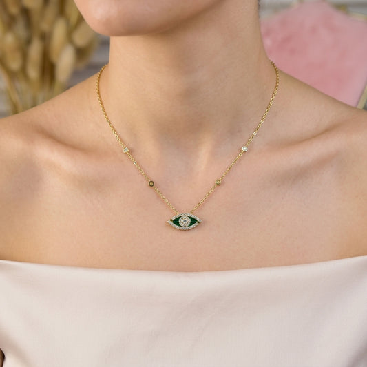 Emerald Evil Eye Necklace