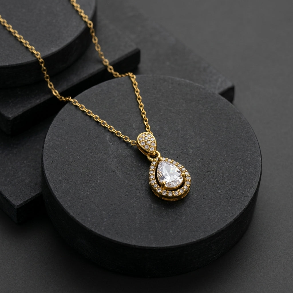 Dewdrop Halo Pendant Necklace