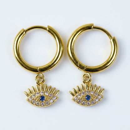 Evil Eye Charm Hoops