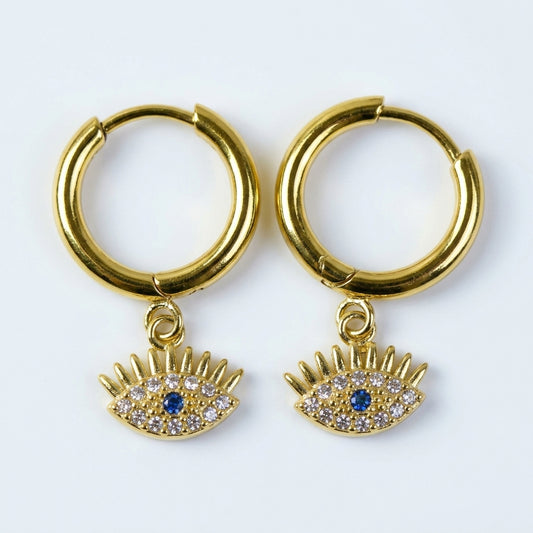 Evil Eye Charm Hoops