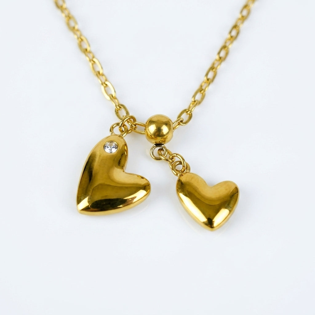 Golden Heart Duo Necklace