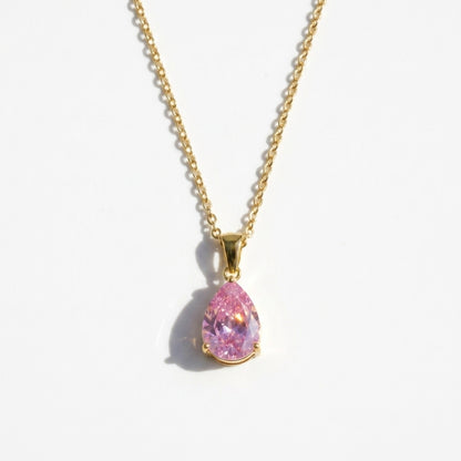 Blush Drop Solitaire Necklace