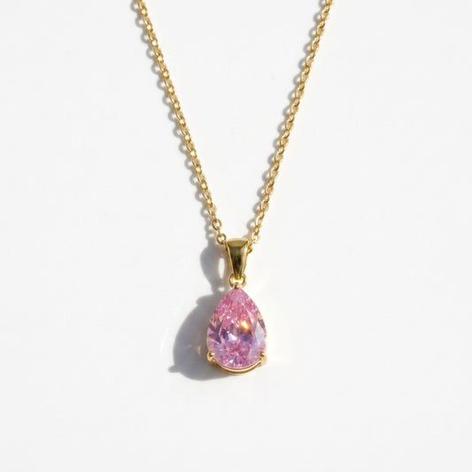 Blush Drop Solitaire Necklace