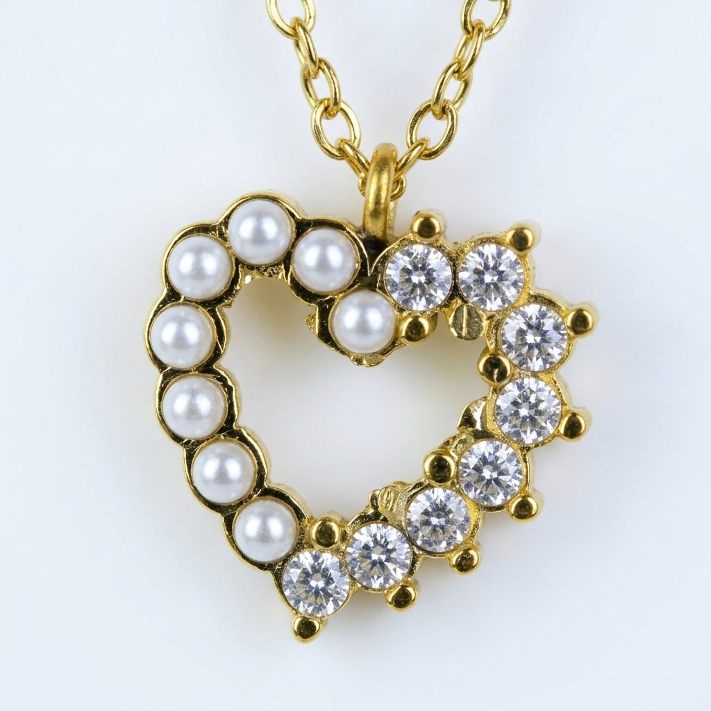 Pearl Spark Heart Necklace