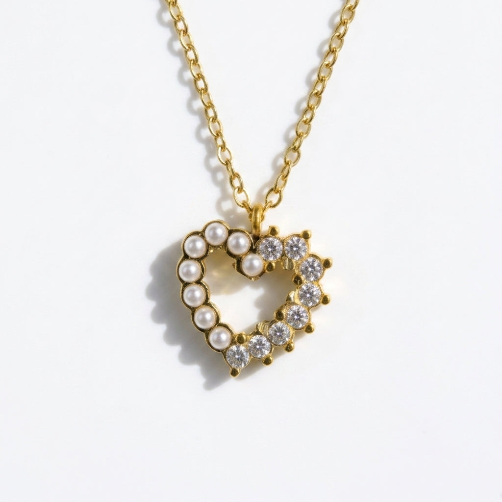 Pearl Spark Heart Necklace
