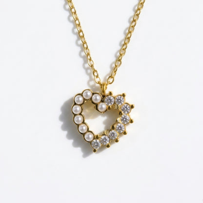 Pearl Spark Heart Necklace