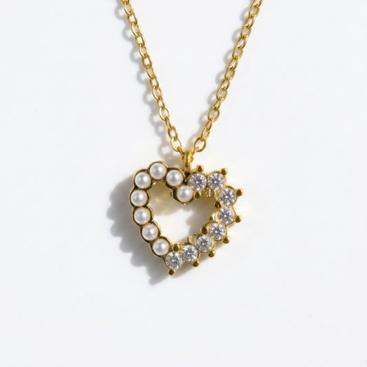 Pearl Spark Heart Necklace