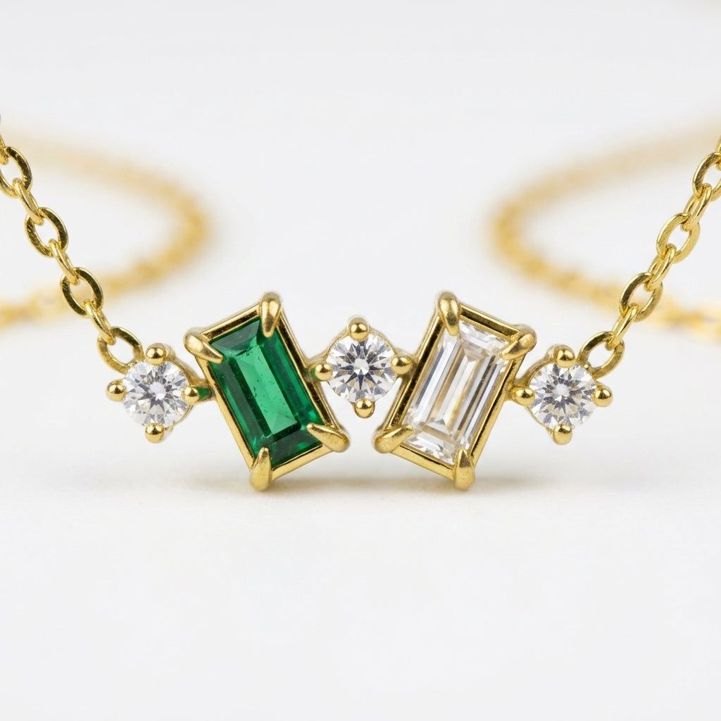 Emerald Duo Spark Necklace