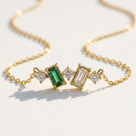 Emerald Duo Spark Necklace