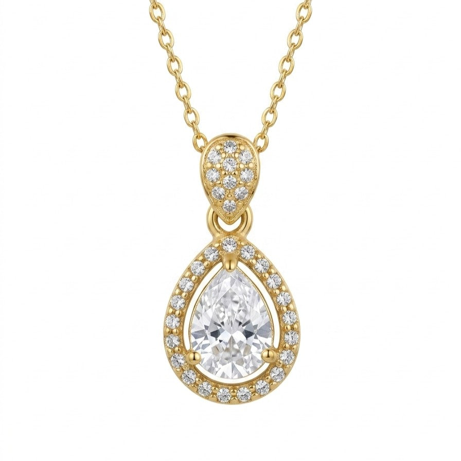 Dewdrop Halo Pendant Necklace