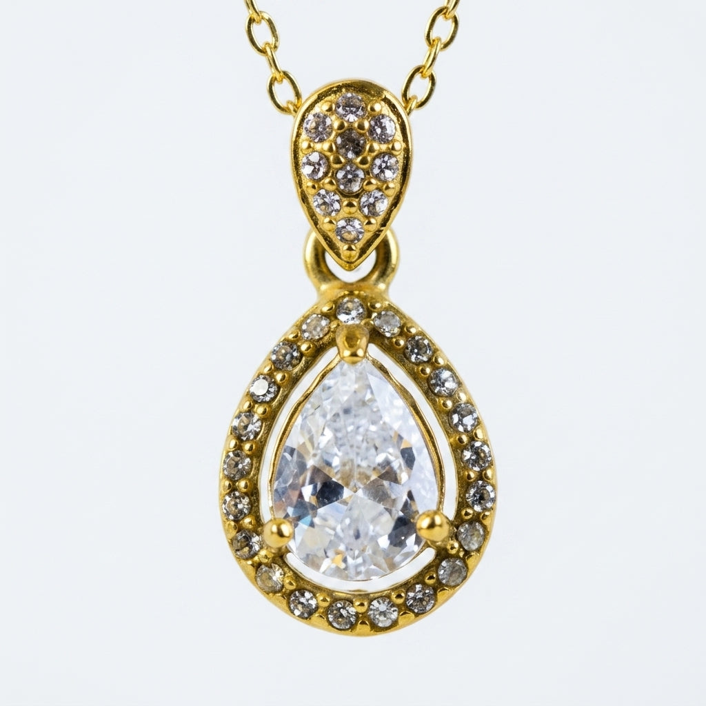 Dewdrop Halo Pendant Necklace