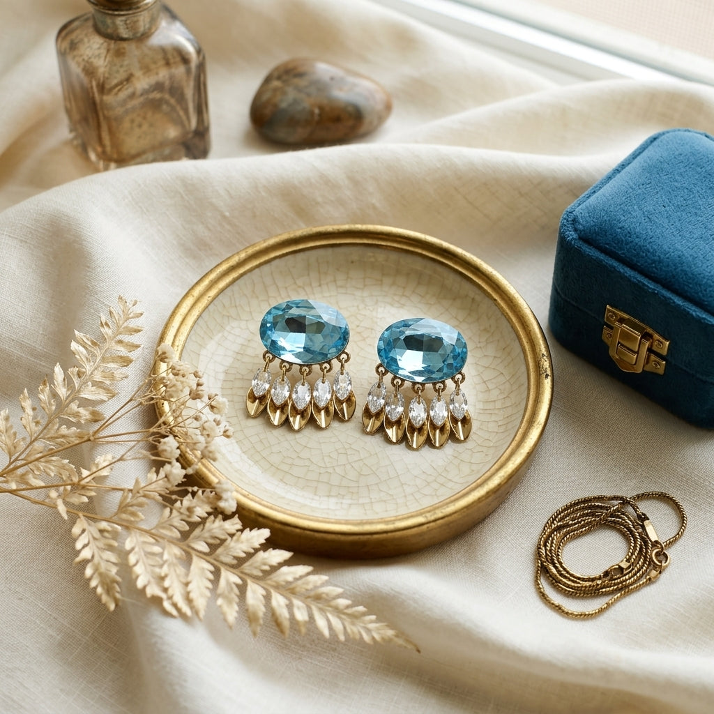 Azure Cascade Statement Earrings