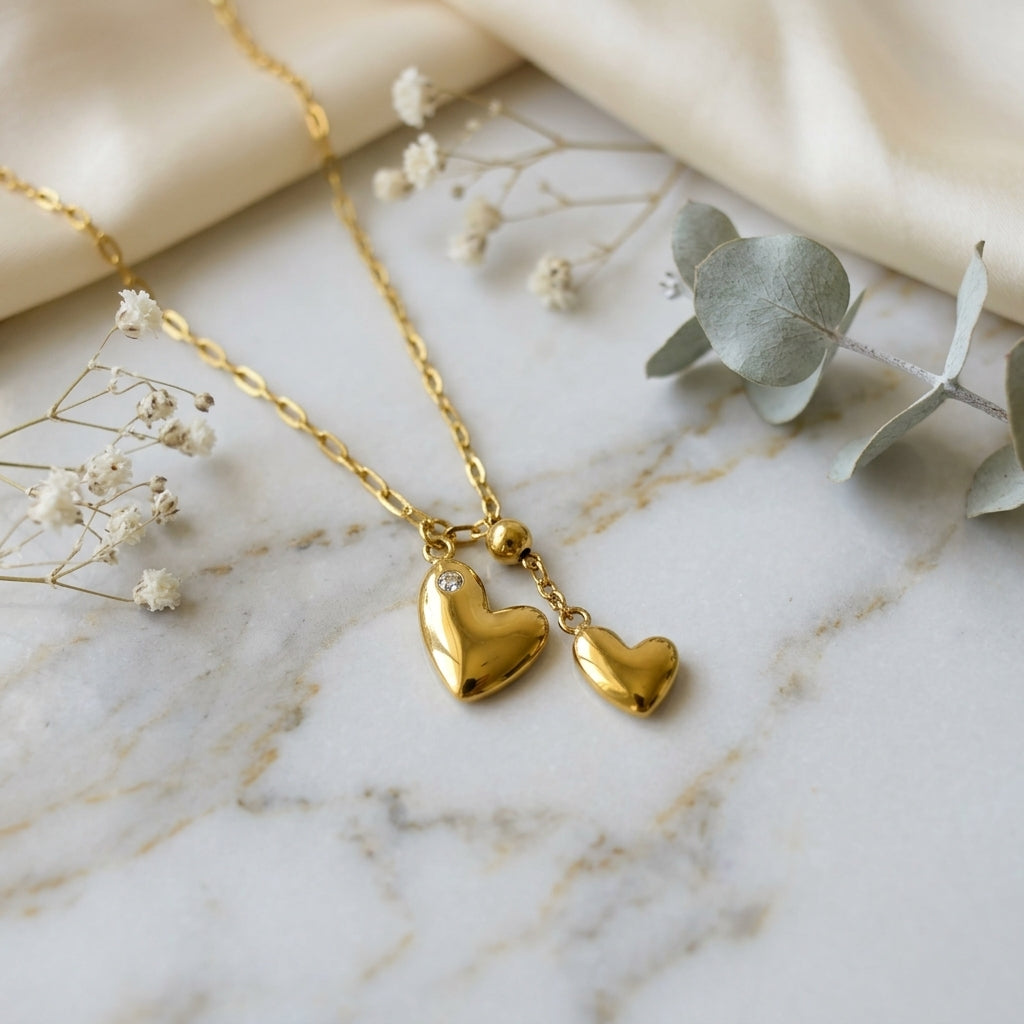 Golden Heart Duo Necklace