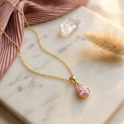 Blush Drop Solitaire Necklace