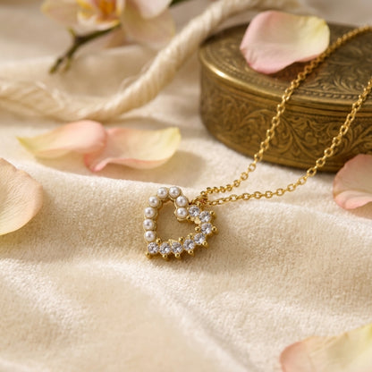 Pearl Spark Heart Necklace