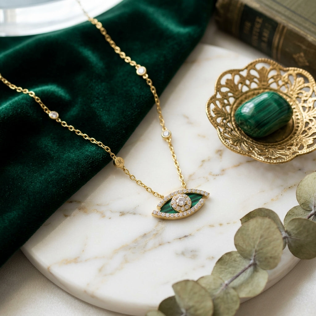 Emerald Evil Eye Necklace