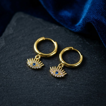 Evil Eye Charm Hoops
